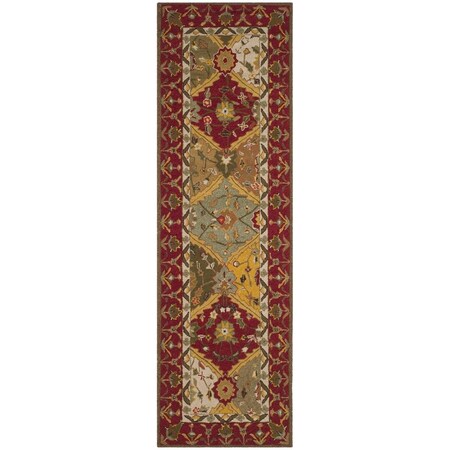 Safavieh Easy Care Hand Hooked Runner RugMulti Color & Red 2 ft.-6 in. x 10 ft. EZC761A-210